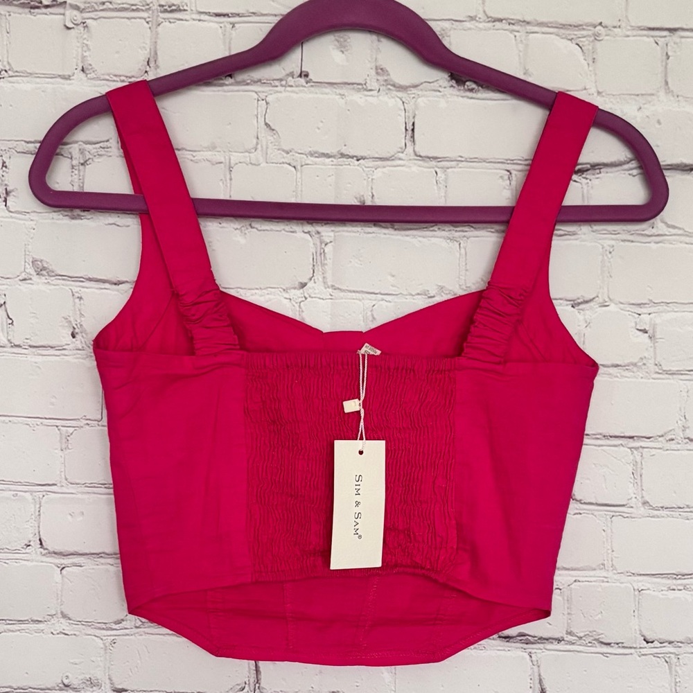 SIM & SAM Rose Violet Sleeveless Corset-Style Cropped Top--NWT--XS - Picture 3 of 12